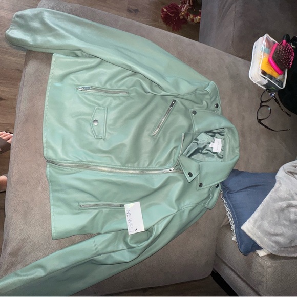 Nine West Light Green Leather Jacket - Picture 1 of 4